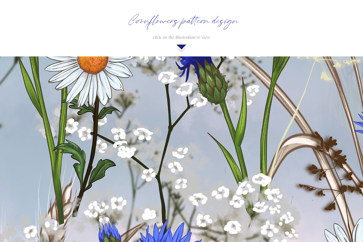 Seamless Pattern Cornflowers Fields, a Pattern Graphic by Yana Dobrik (Photo 2 of 11)