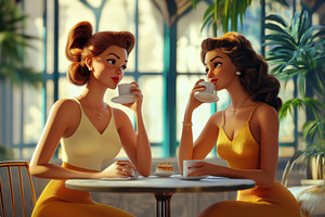 Happy ladies enjoying coffee and con, a Photo by Iftikhar Alam