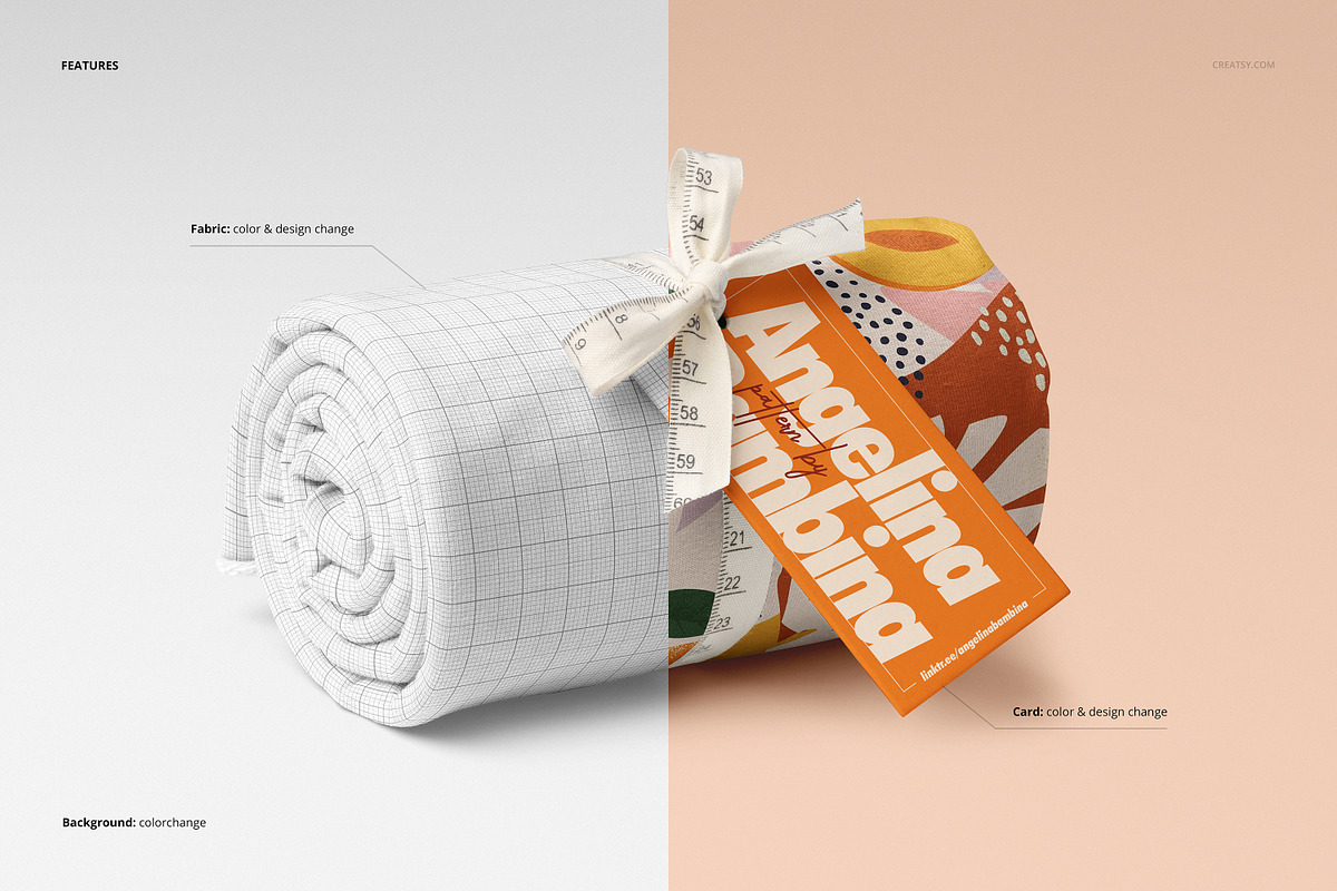 Jersey Fabric Roll Mockup & Ribbon, a Merchandise Mockup by creatsy5 (Photo 3 of 6)