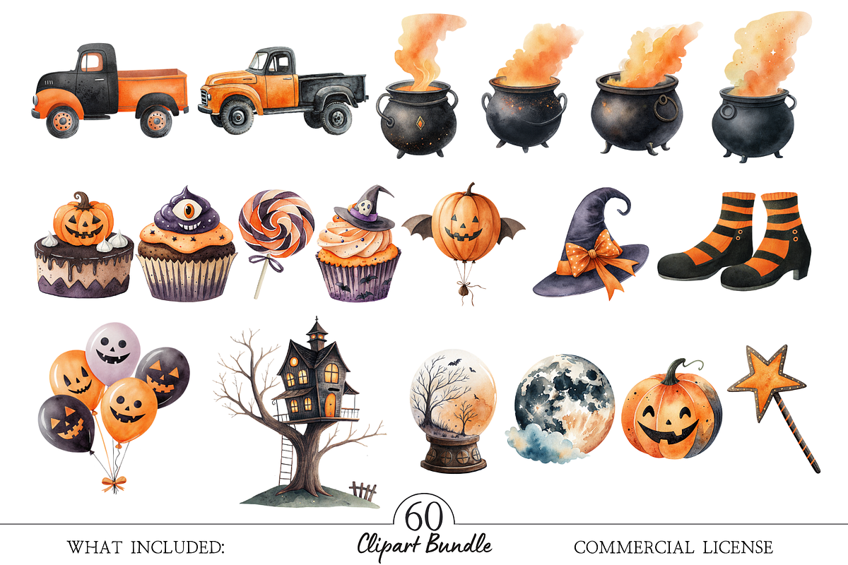 Cute Halloween Clipart PNG, a Seasonal Illustration by MockupWizard (Photo 4 of 6)