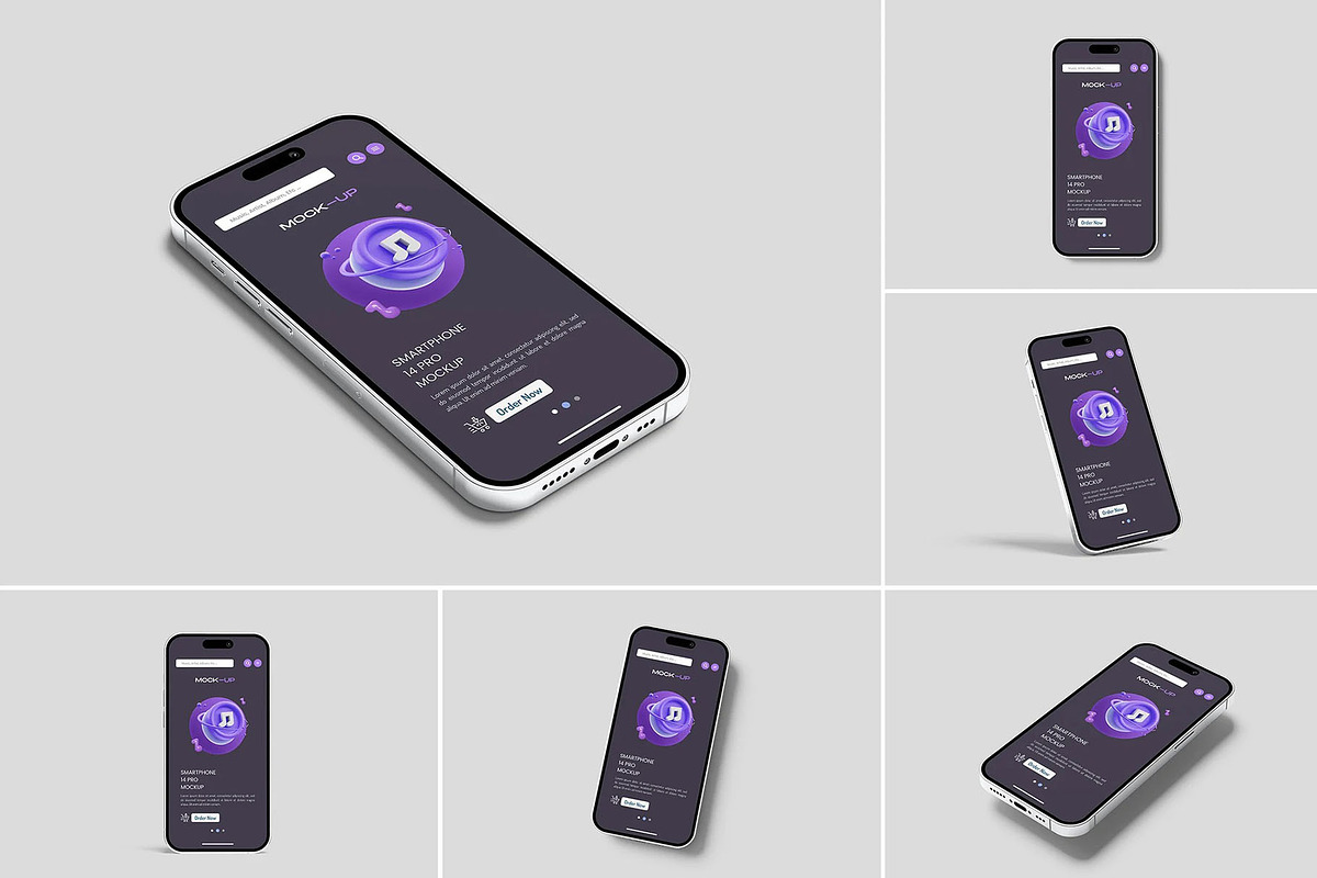 Smartphone 14 Pro Mockup, an iPhone Mockup by Se٧enStudio (Photo 1 of 7)