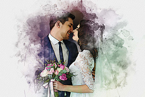 Wedding Digital Watercolor Painting