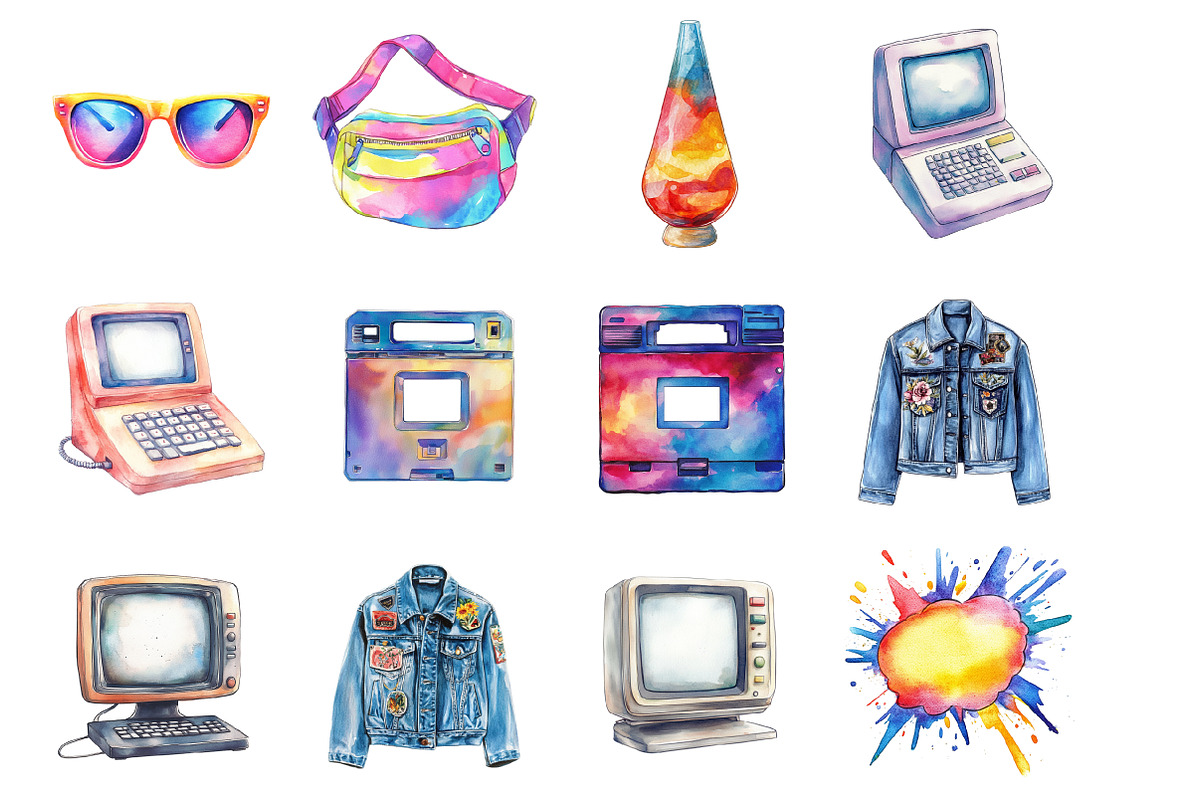 Nostalgic 90s Clipart, an Illustration by Design Market (Photo 2 of 3)