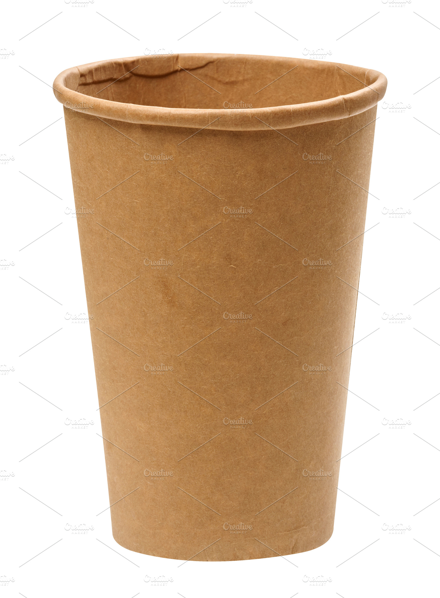 Empty disposable brown kraft paper cup, isolated background, a Food & Drink Photo by ndanko