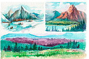 Watercolor mountains, an Illustration by Aksol (Thumbnail 3 of 5)