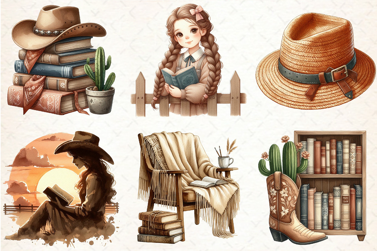 Western Cowgirl Book Clipart, an Illustration by Libby Wishes (Photo 2 of 11)
