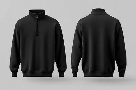 Black quarter zip sweater mockup, a Photo by Pavel_design
