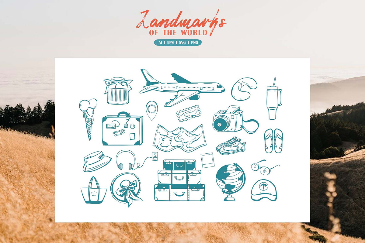 World Landmarks. Vector Clipart Set, an Object Graphic by VerAna (Photo 5 of 9)