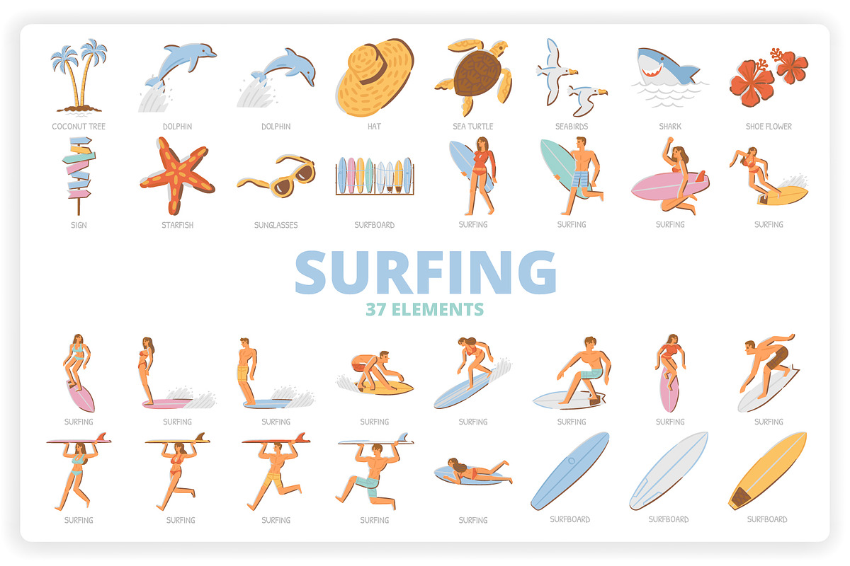 37 Surfing Elements, a Graphic by monkik (Photo 1 of 10)