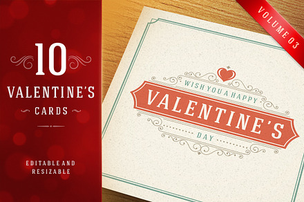 Valentine's Day Greeting Cards, a Card Template by Vasya Kobelev