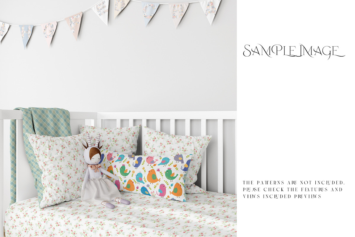 Baby Crib Duvet & Pillows Mockup, a Household Mockup by mock-ups (Photo 9 of 13)