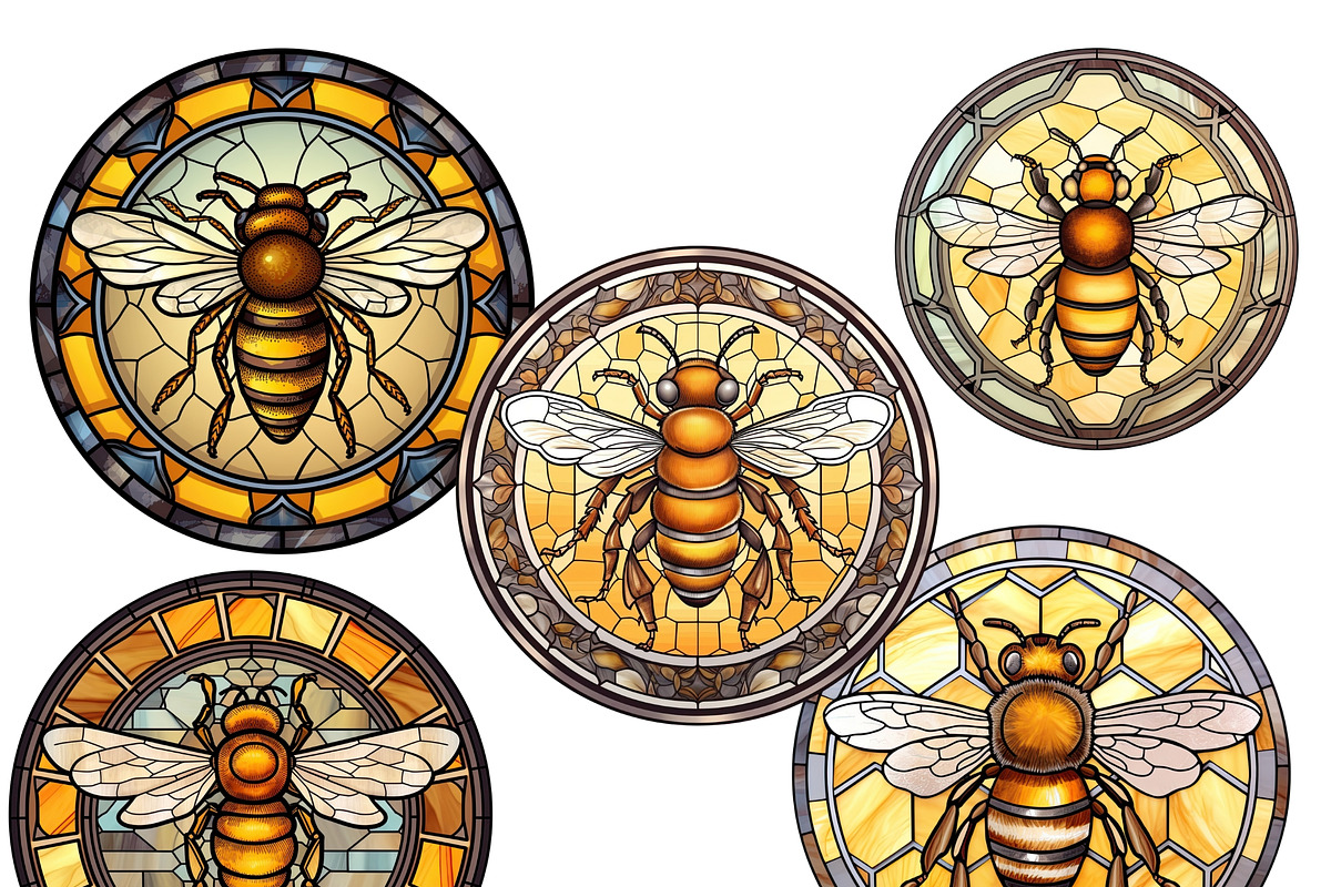Honey Bees Png Stained Glass Clipart, an Animal Illustration by Tanya Kart (Photo 6 of 7)