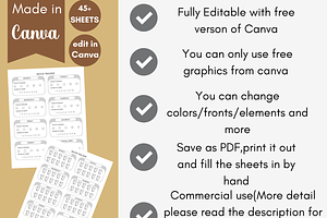 Blood Sugar Log Canva Templates