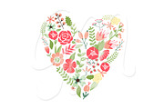Wedding Floral clipart, Wreath heart, an Illustration by GraphicMarket (Thumbnail 2 of 5)