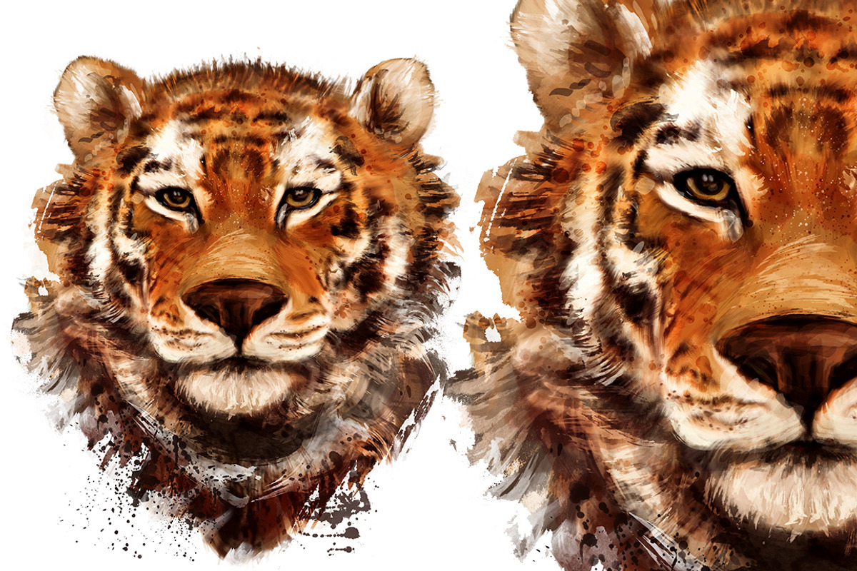 Set tiger portraits .4 styles, an Animal Illustration by art_mouse (Photo 5 of 5)