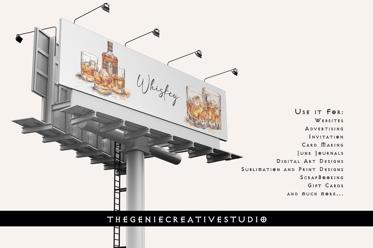 Watercolor PNG Whiskey Clipart, a Food Illustration by Geniecreativestudio (Photo 8 of 9)