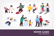 People, kids play winter games set, a Person Illustration by Good Studio (Thumbnail 1 of 3)