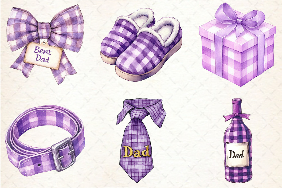 Purple Gingham Father's Day Clipart, an Illustration by Rose Art (Photo 4 of 4)