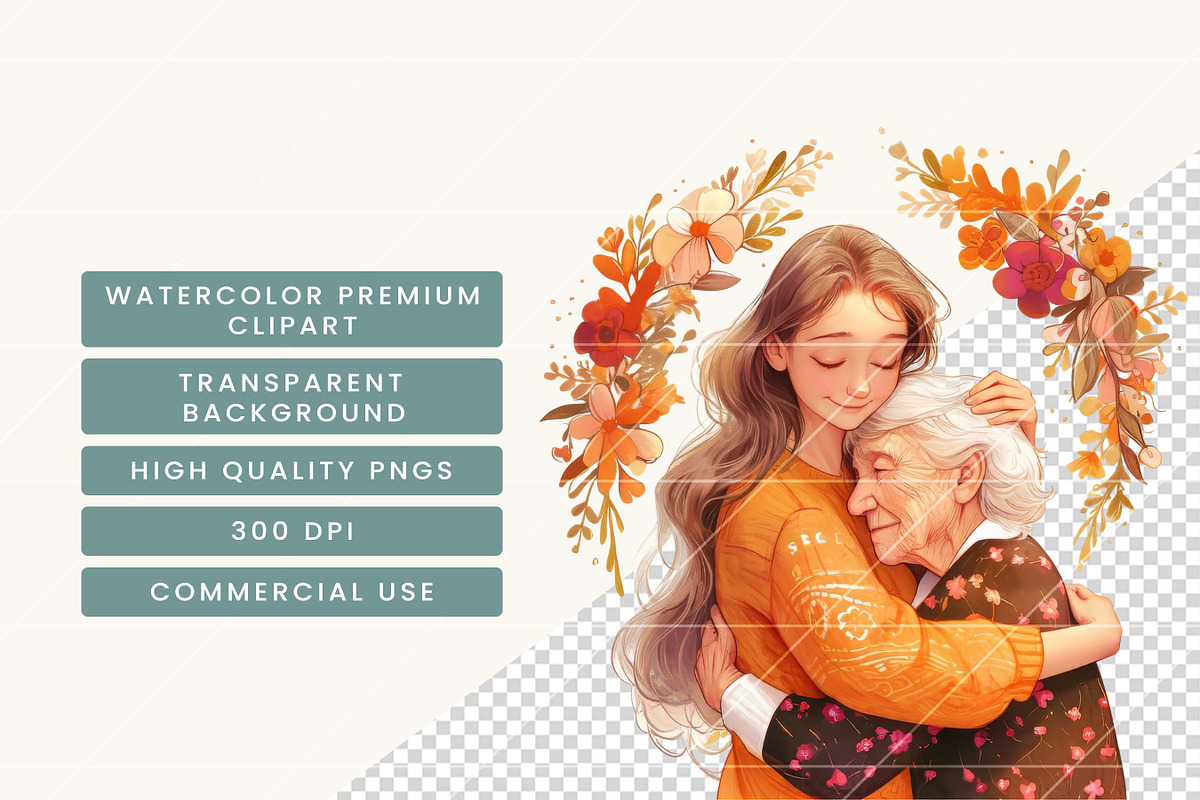 Watercolor Mother's Day Clipart, a Person Illustration by BusyDaydesign (Photo 6 of 8)