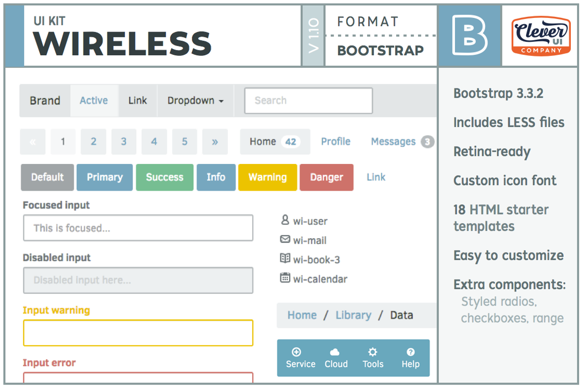 Wireless- Bootstrap UI Kit, a Bootstrap Template by The Clever UI Company (Photo 1 of 5)