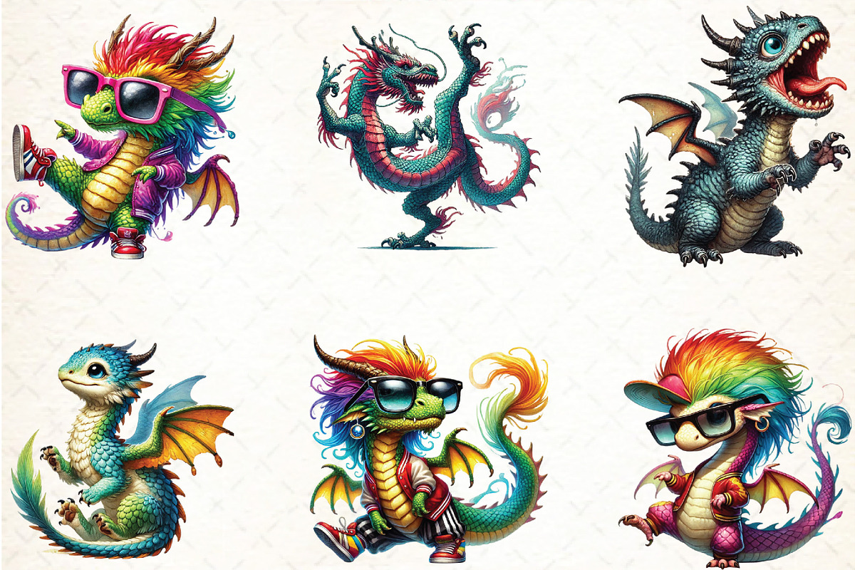 Watercolor Dragon Clipart, an Illustration by DreamCafeArt (Photo 3 of 3)