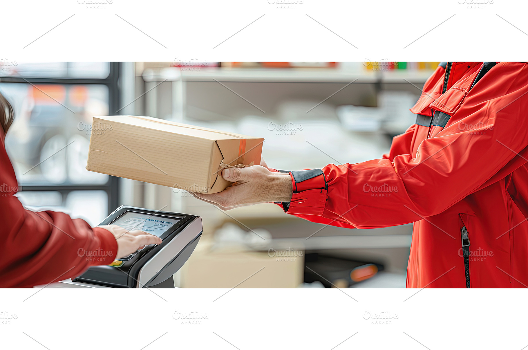 Courier Holding Package and POS, a Business Photo by piter.goskov