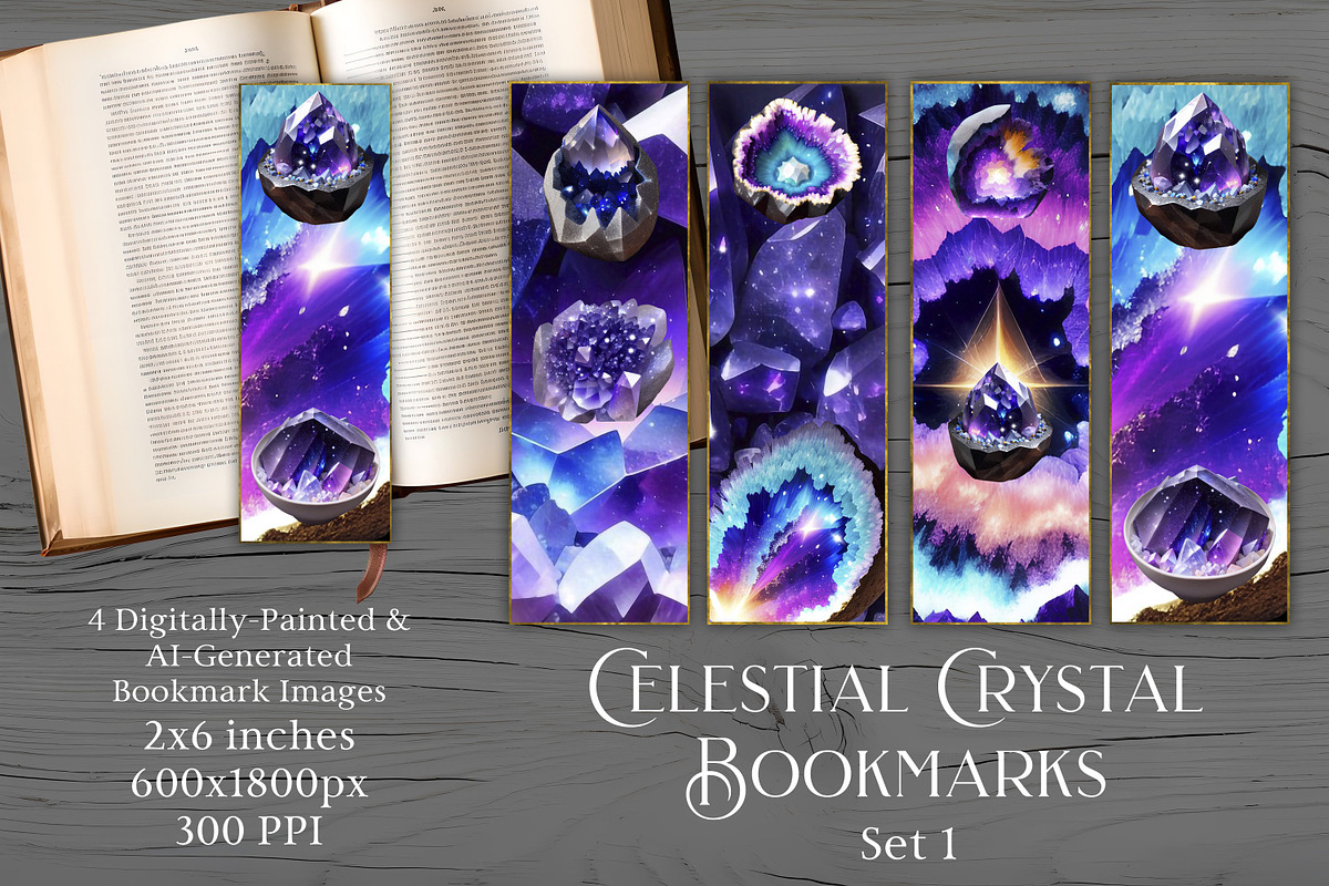Bookmarks - Celestial Crystal 1, an Object Illustration by Sapphire X Designs