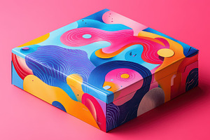 Colorful art box on pink backdrop. V, a Background Photo by Pixeness Studio