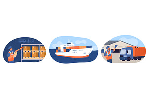 Cargo delivery scenes. Global, a Transportation Illustration by Vectorbuum