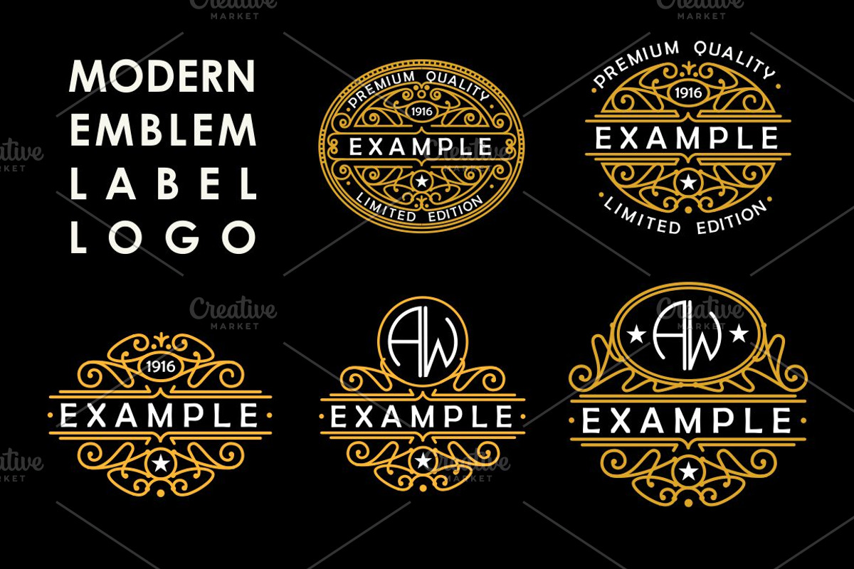 5 Art Nouveau Labels, a Branding & Logo Template by Pgmart (Photo 1 of 6)