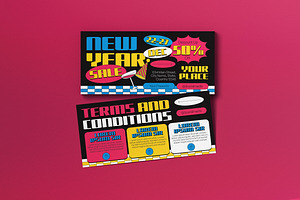 Black Yellow New Years Sale Voucher, a Card Template by graphicook