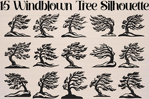 Windblown Tree Silhouette