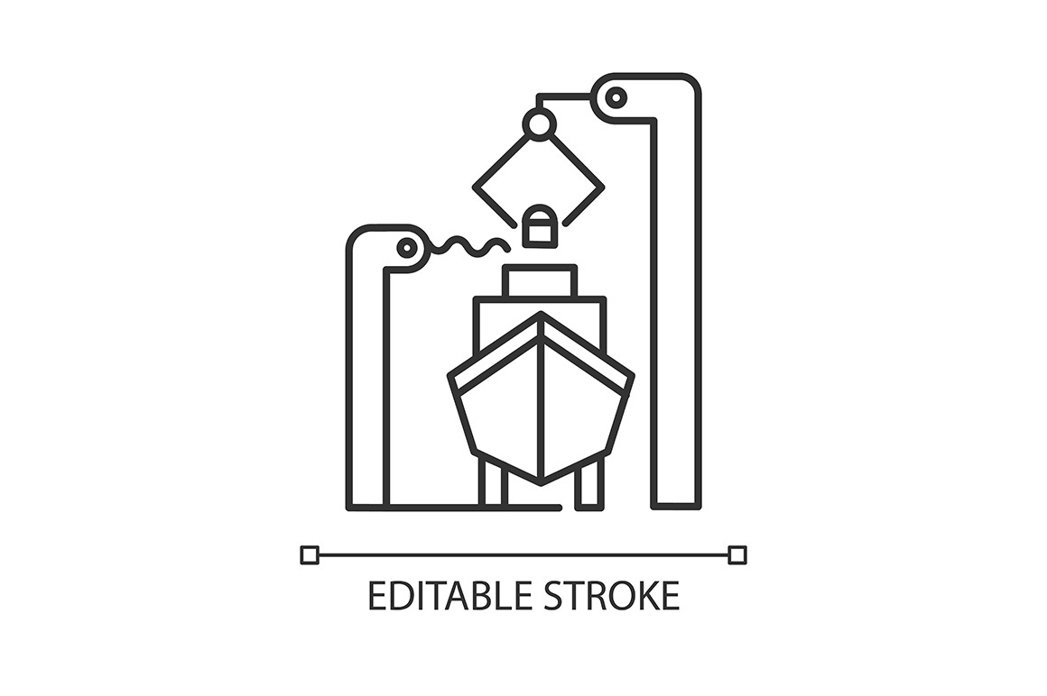 Shipbuilding industry linear icon, an Outline Icon by IMG Visuals