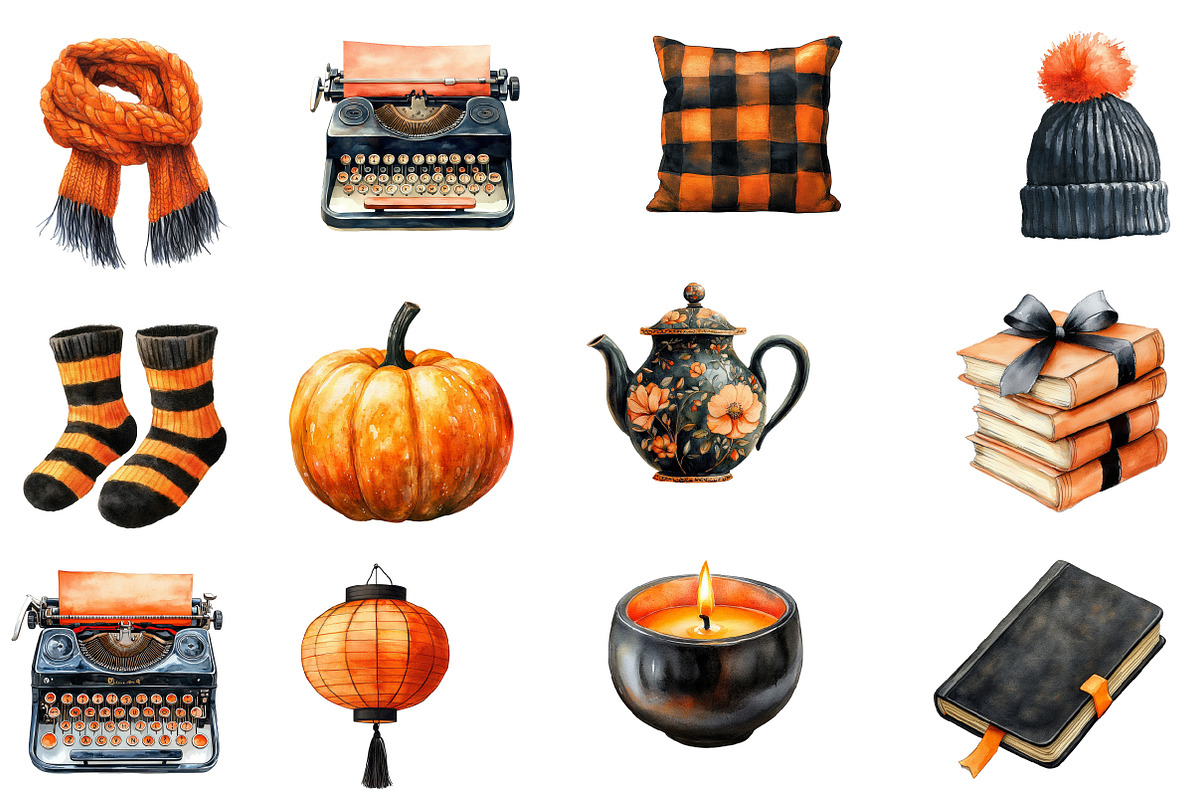 Watercolor Cozy Evening Clipart, an Illustration by Designworld (Photo 3 of 5)