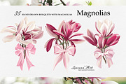 Magnolia Clipart Set, a Seasonal Illustration by Leonaa art (Thumbnail 2 of 10)