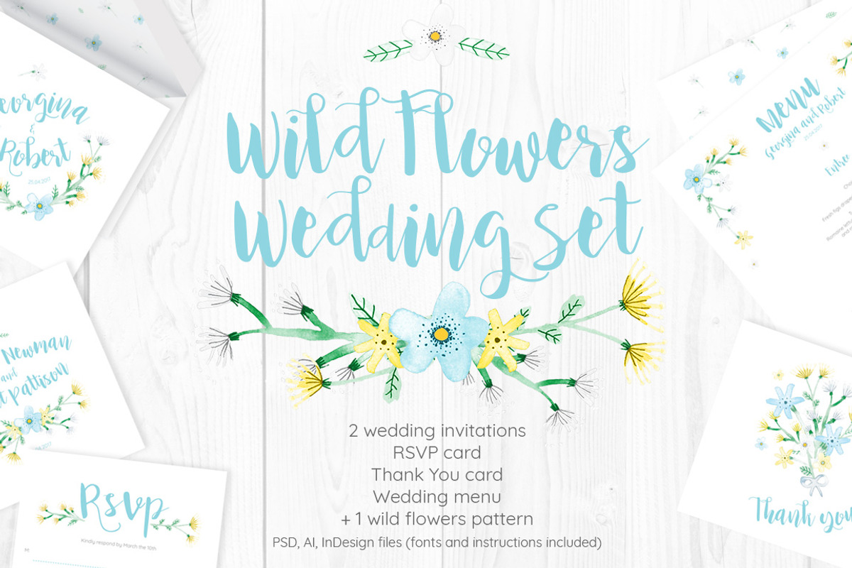 Wild Flowers Wedding Set, an Invitation Template by SimpleThings (Photo 1 of 12)