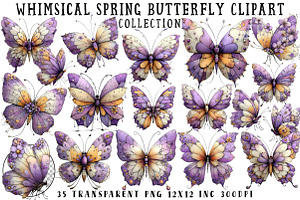 Whimsical Spring Butterfly Clipart, an Illustration by OK Design