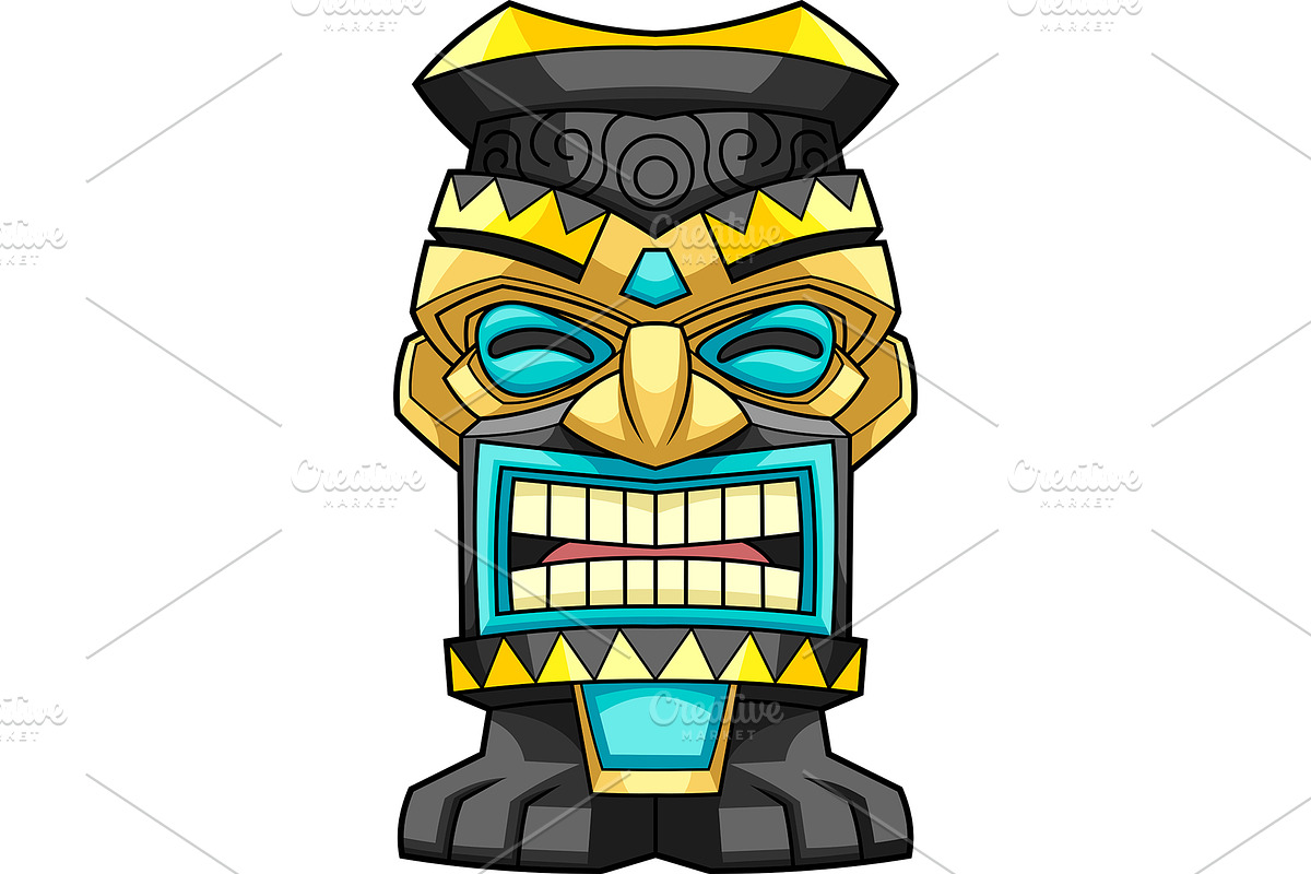 Golden Tiki Mask, an Illustration by HitToon