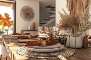 Modern boho villa dining room set, a Holiday Photo by Lermont51