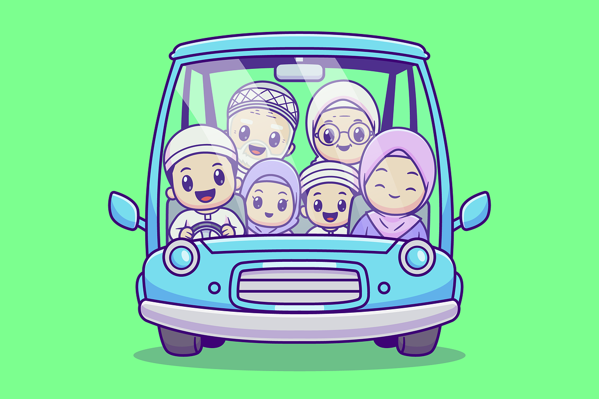 Cute Family Moslem Homecoming, a Person Illustration by Catalyst Labs (Photo 1 of 3)