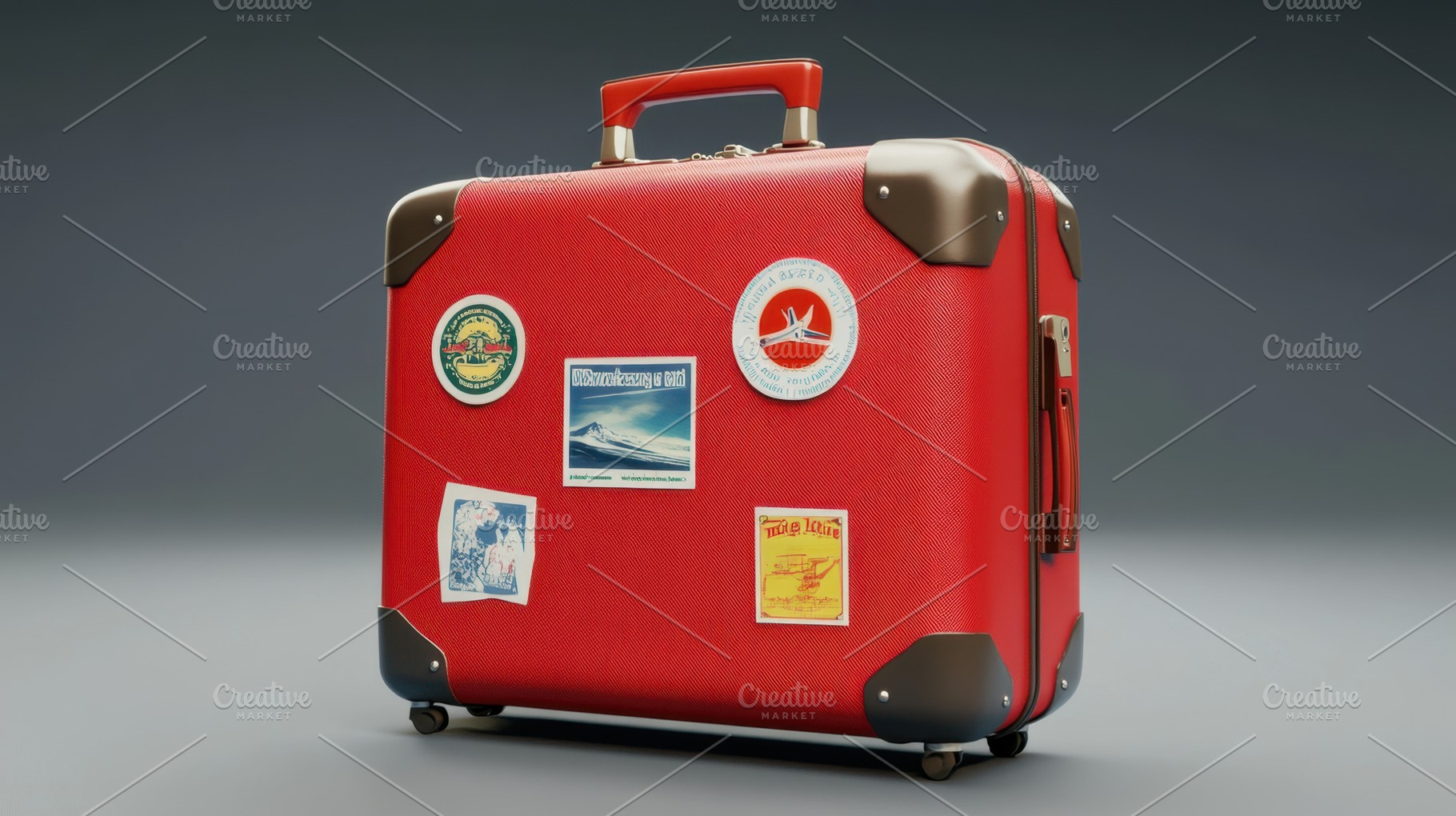Stickered vintage suitcase, a Photo by Beautiful things