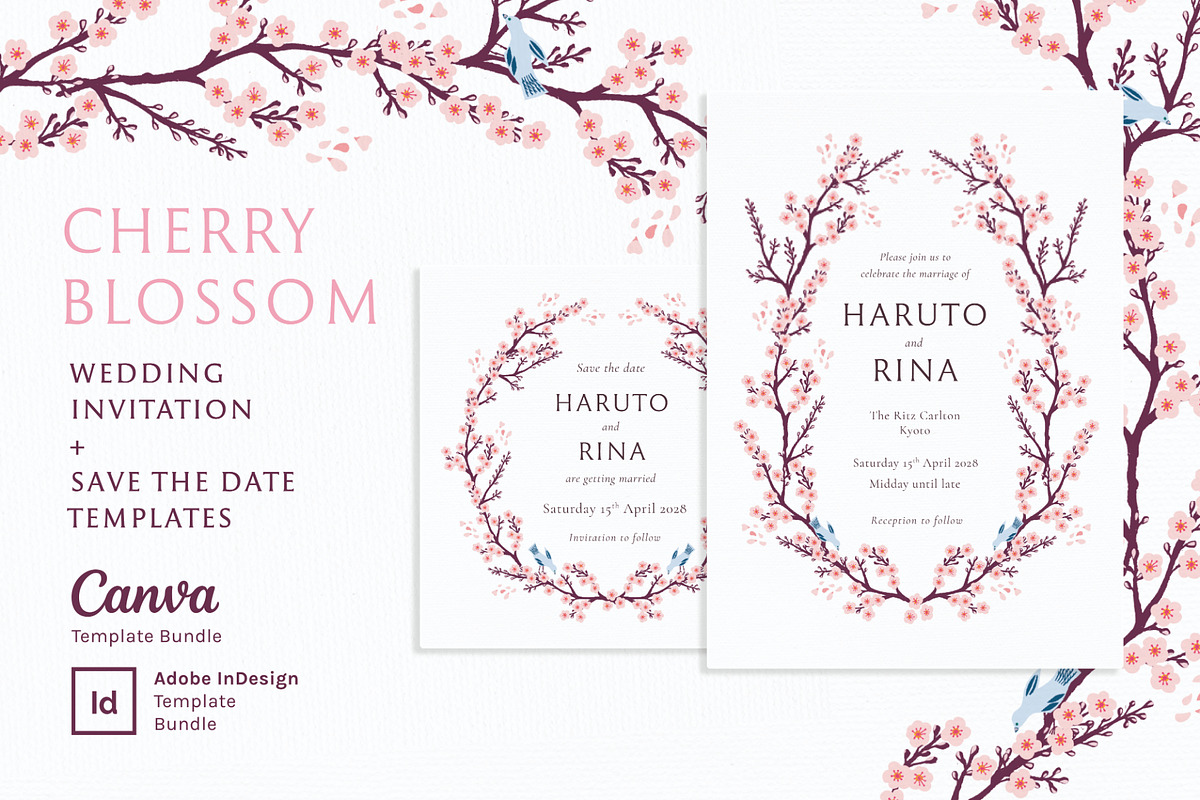 Cherry Blossom Wedding Invite Bundle, an Invitation Template by Wedding Whippet (Photo 1 of 9)