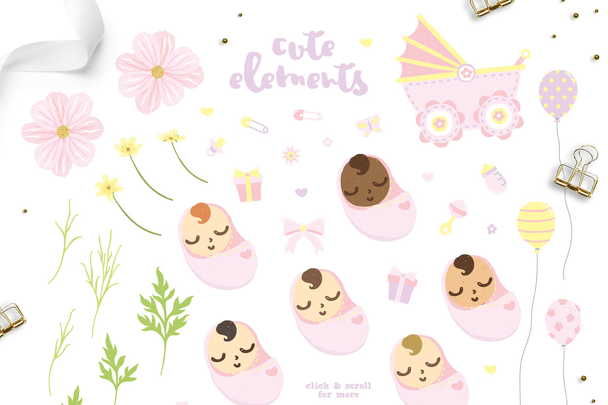 Pink Flower Baby Shower - Summer Set, an Illustration by Euonia Meraki (Photo 2 of 10)