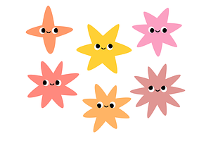 Simple cute kawaii star characters, an Illustration by Cmeree