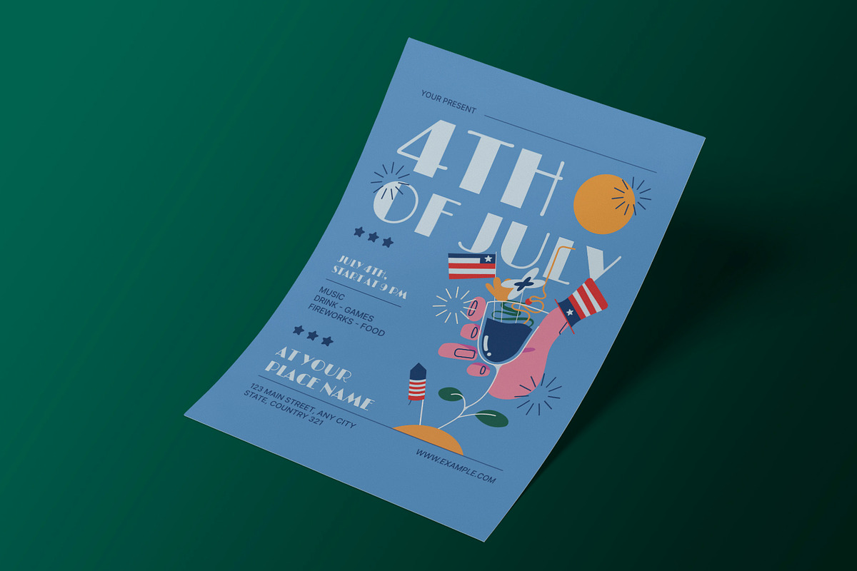 Blue Creative 4th of July Flyer, a Flyer Template by Neermana (Photo 2 of 4)