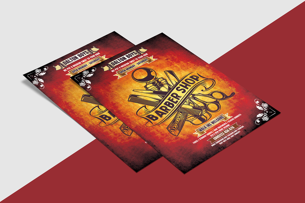 Barber Shop Flyer Template, a Flyer Template by Ultimate Template Shop (Photo 3 of 6)