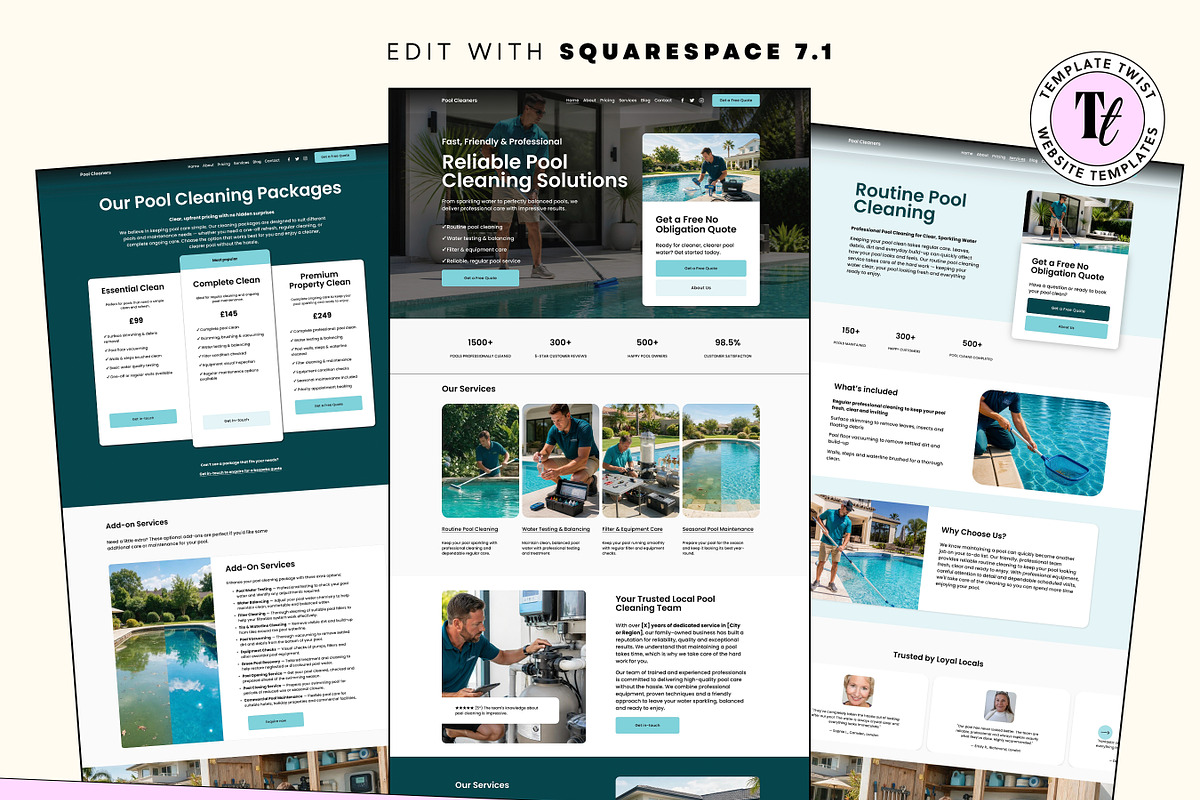 Pool Cleaning Squarespace Website, a Squarespace Template by Template Twist Shop (Photo 2 of 9)