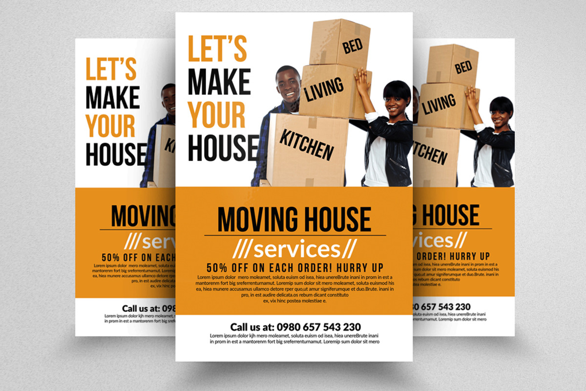 Moving House Services Flyers, a Flyer Template by Business Flyers