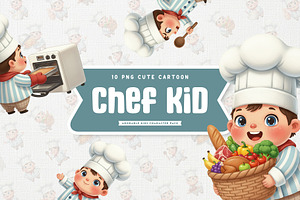 Joyful Chef Kid Adorable Cartoon, a Food Illustration by Gohsantosa