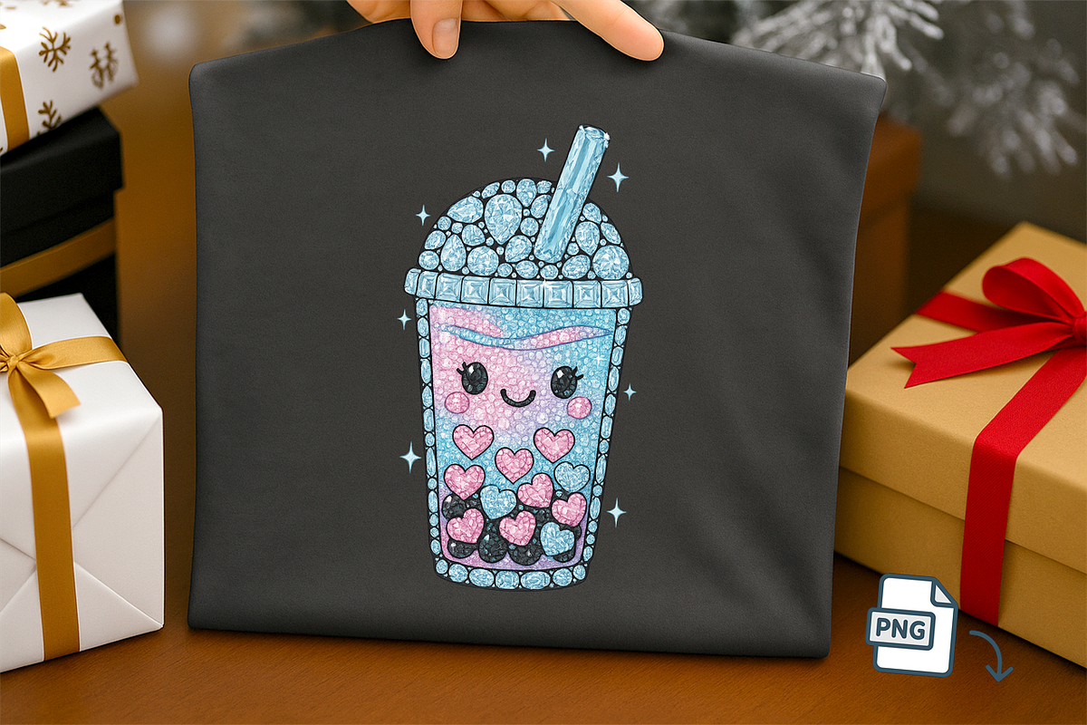 Faux Rhinestone Kawaii Boba PNG, a Food Illustration by Craftsbeefy (Photo 5 of 6)